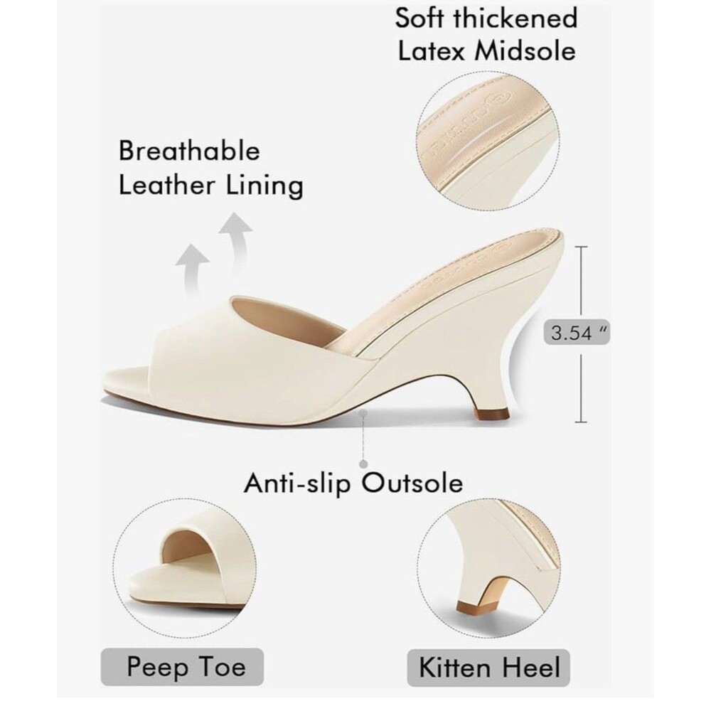 Open Toe Slides Heels Wedge Sandals Ivory Size 8 Summer Vacation Resort Wear - Picture 12 of 12
